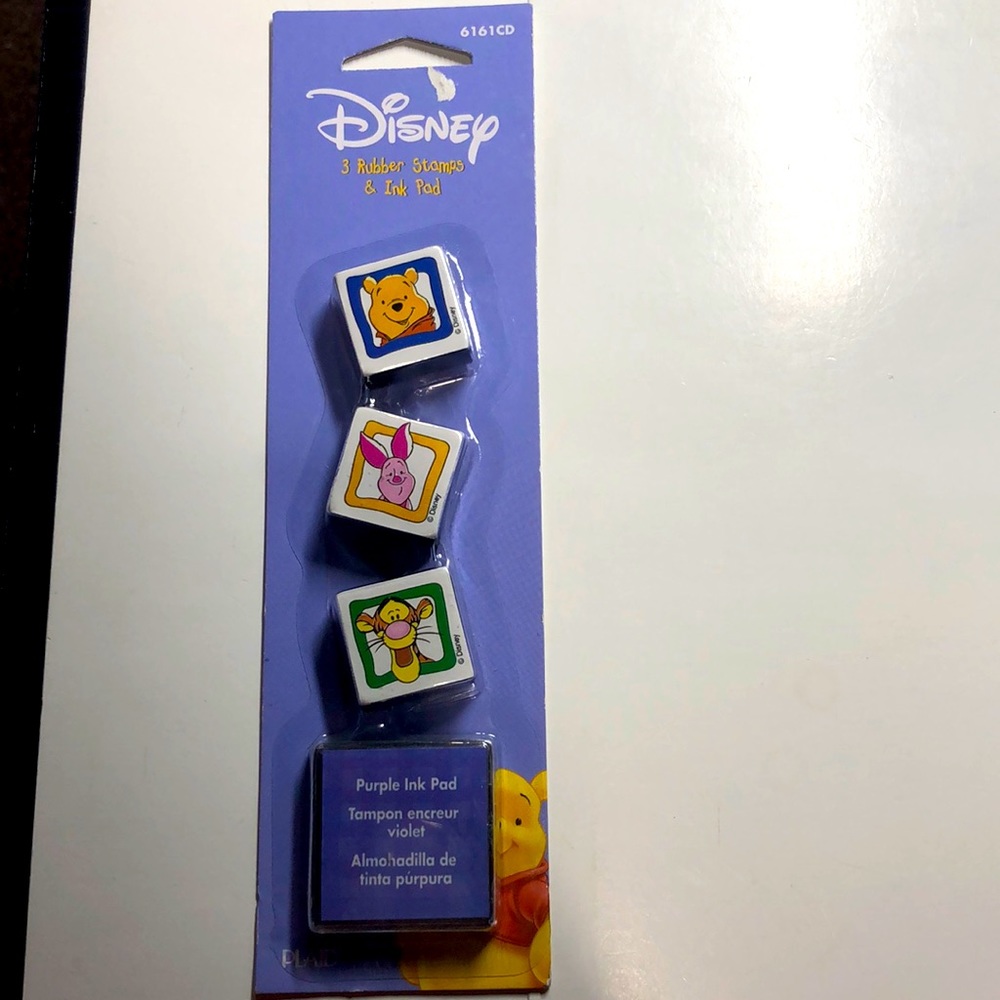 Brand new Disney set of three rubber stamps and ink pad
